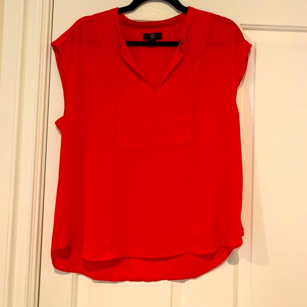 JCREW Cap-sleeve shell blouse in red